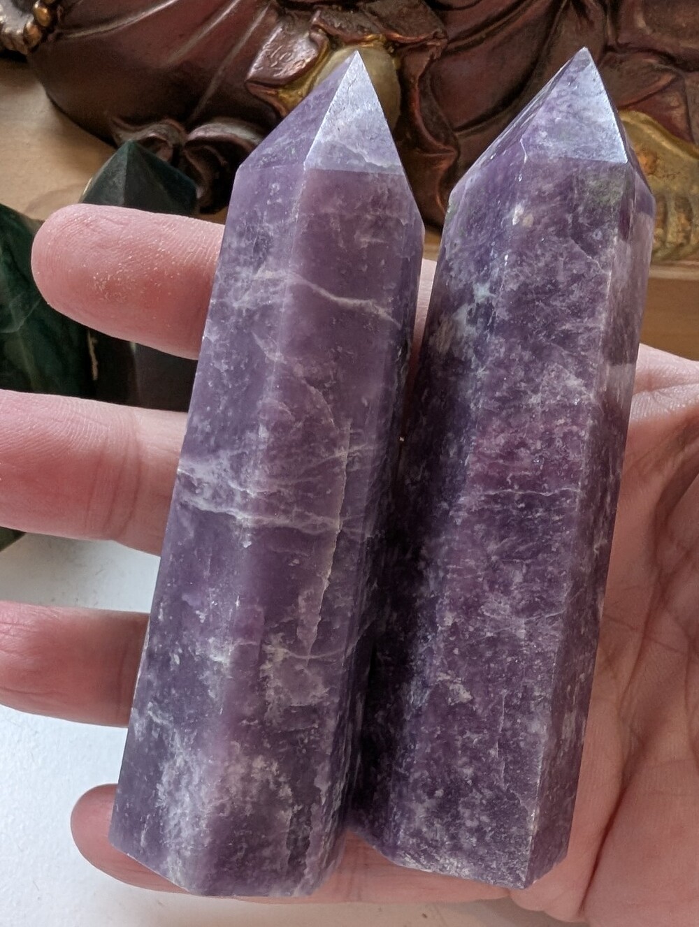 Set Of 2 Amethyst Polished Crystal Point Towers 🗼
